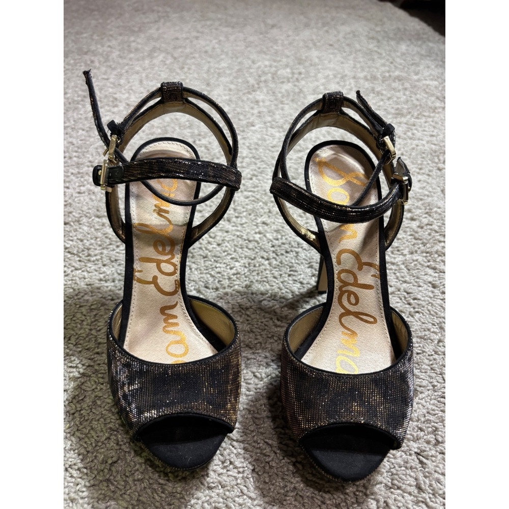 Sam Edelman Nadine Bronze Leopard Metallic Platform Sandals Heels Womens 7 M